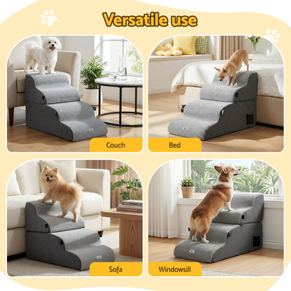 i.Pet Pet Care > Dog Supplies > Dog Steps & Ramps i.Pet Dog Stairs and Bed 2-in-1 Sofa Car Foam Non-Slip Washable Pet Stairs Indoor Grey