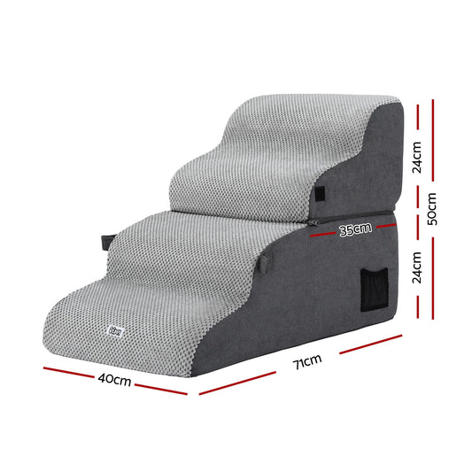 i.Pet Pet Care > Dog Supplies > Dog Steps & Ramps i.Pet Dog Stairs and Bed 2-in-1 Sofa Car Foam Non-Slip Washable Pet Stairs Indoor Grey