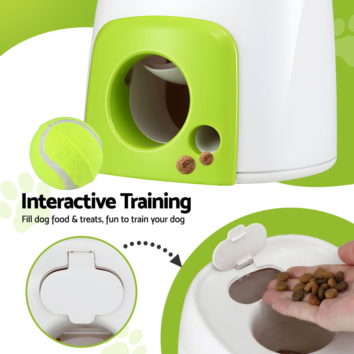 i.Pet Pet Care > Toys > Dog Toys i.Pet 2-in-1 Dog Ball Launcher & Treat Dispenser with 2 Balls Green