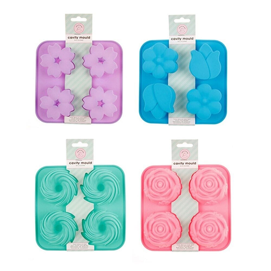 Icing on the cake Mold Blue 4 Cavity Flower Shaped Silicone Mould Bakeware Chocolate Cake Baking Mold Jelly