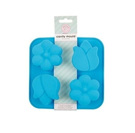 Icing on the cake Mold Blue 4 Cavity Flower Shaped Silicone Mould Bakeware Chocolate Cake Baking Mold Jelly