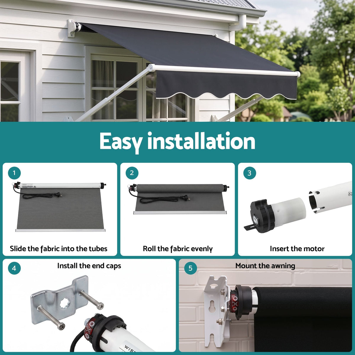 Instahut Home & Garden > Shading > Awnings Instahut Pivot Arm Awning Motor Replacement Kit With Remote Control
