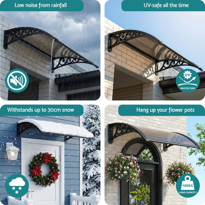 Instahut Home & Garden > Shading > Awnings Instahut Window Awning Drainage 0.6mx0.6m Outdoor Brown