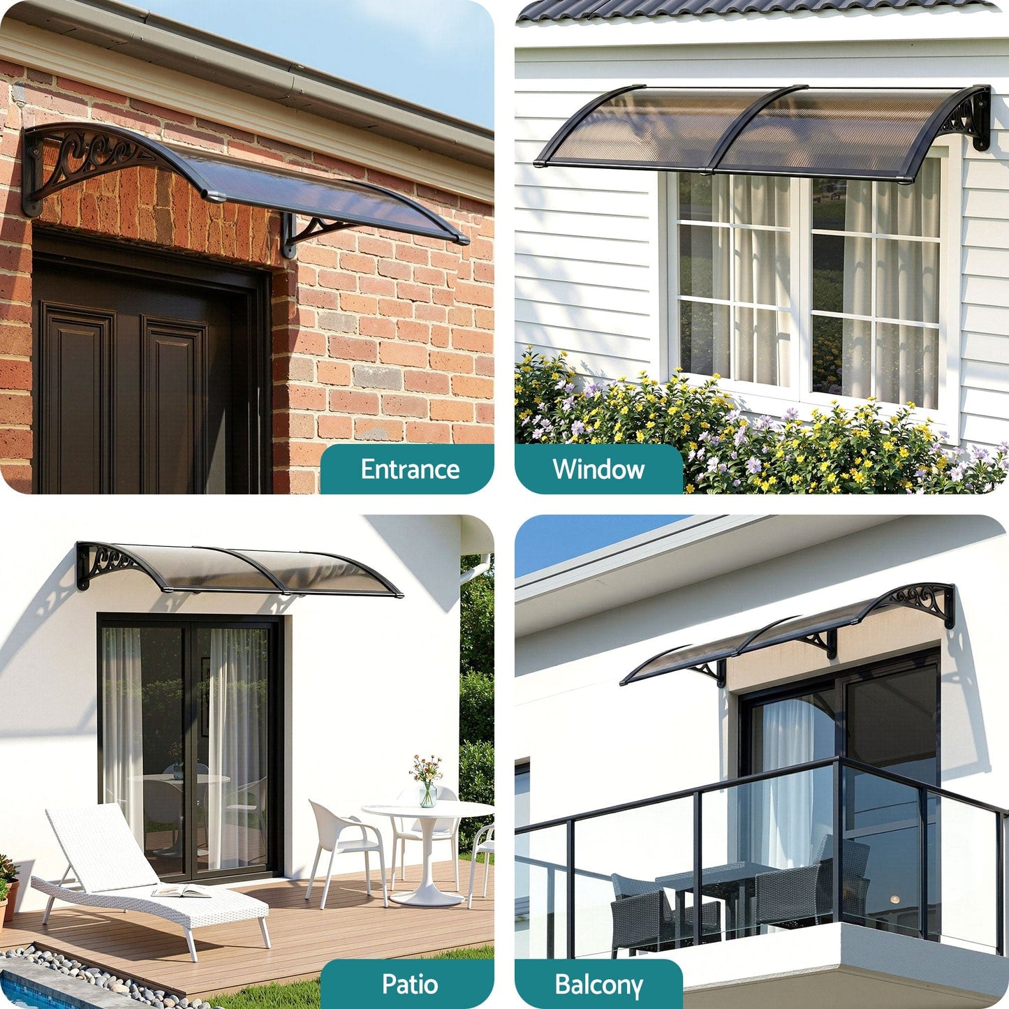 Instahut Home & Garden > Shading > Awnings Instahut Window Awning Drainage 0.6mx0.6m Outdoor Brown