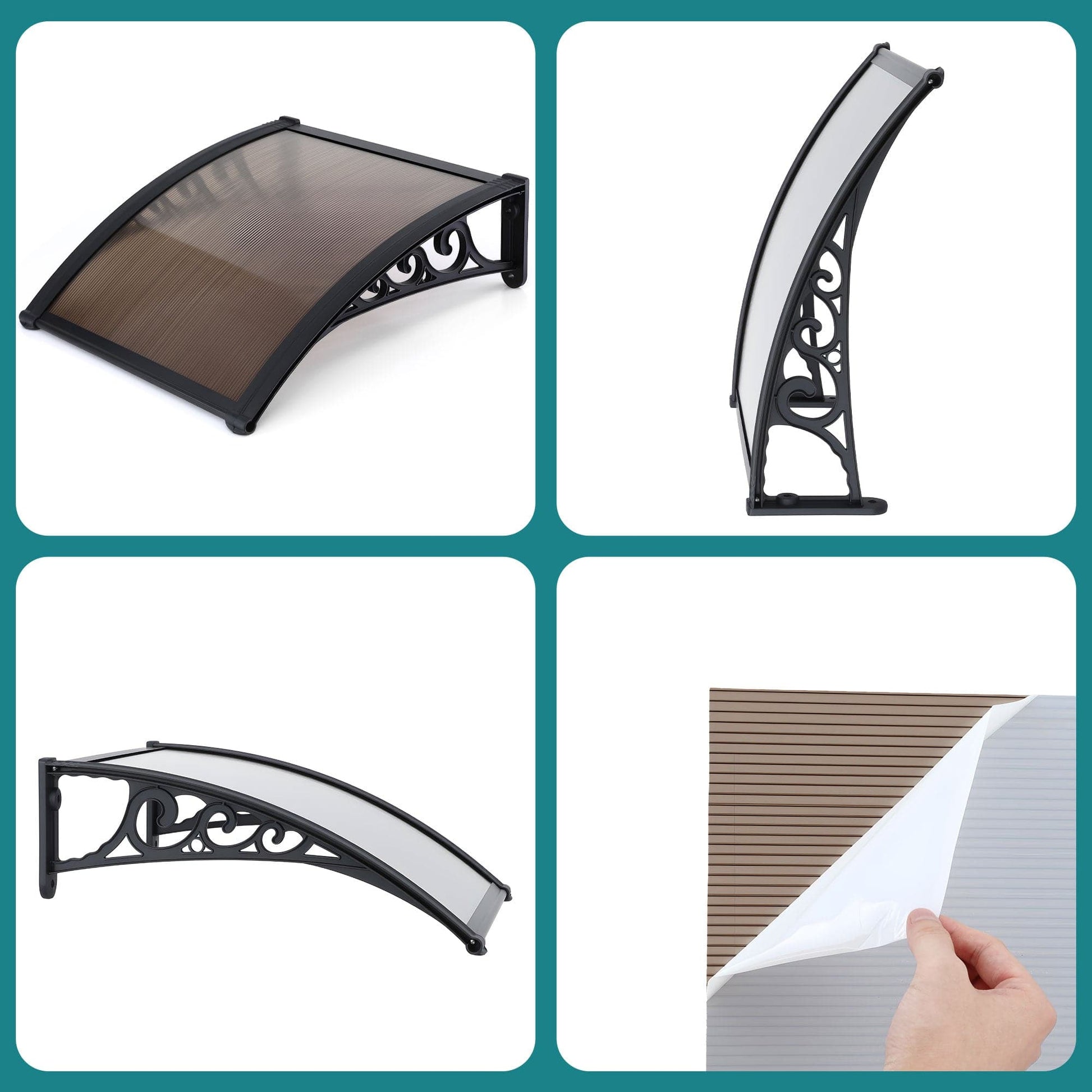 Instahut Home & Garden > Shading > Awnings Instahut Window Awning Drainage 0.6mx0.6m Outdoor Brown