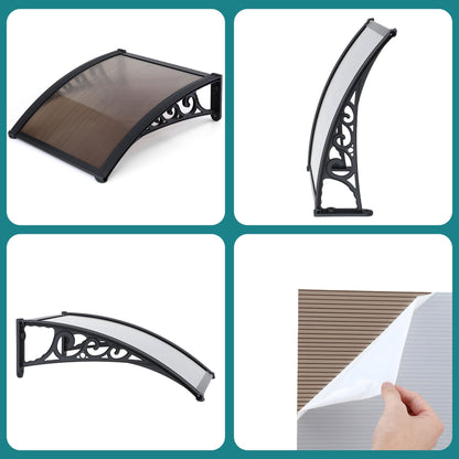 Instahut Home & Garden > Shading > Awnings Instahut Window Awning Drainage 0.6mx0.6m Outdoor Brown