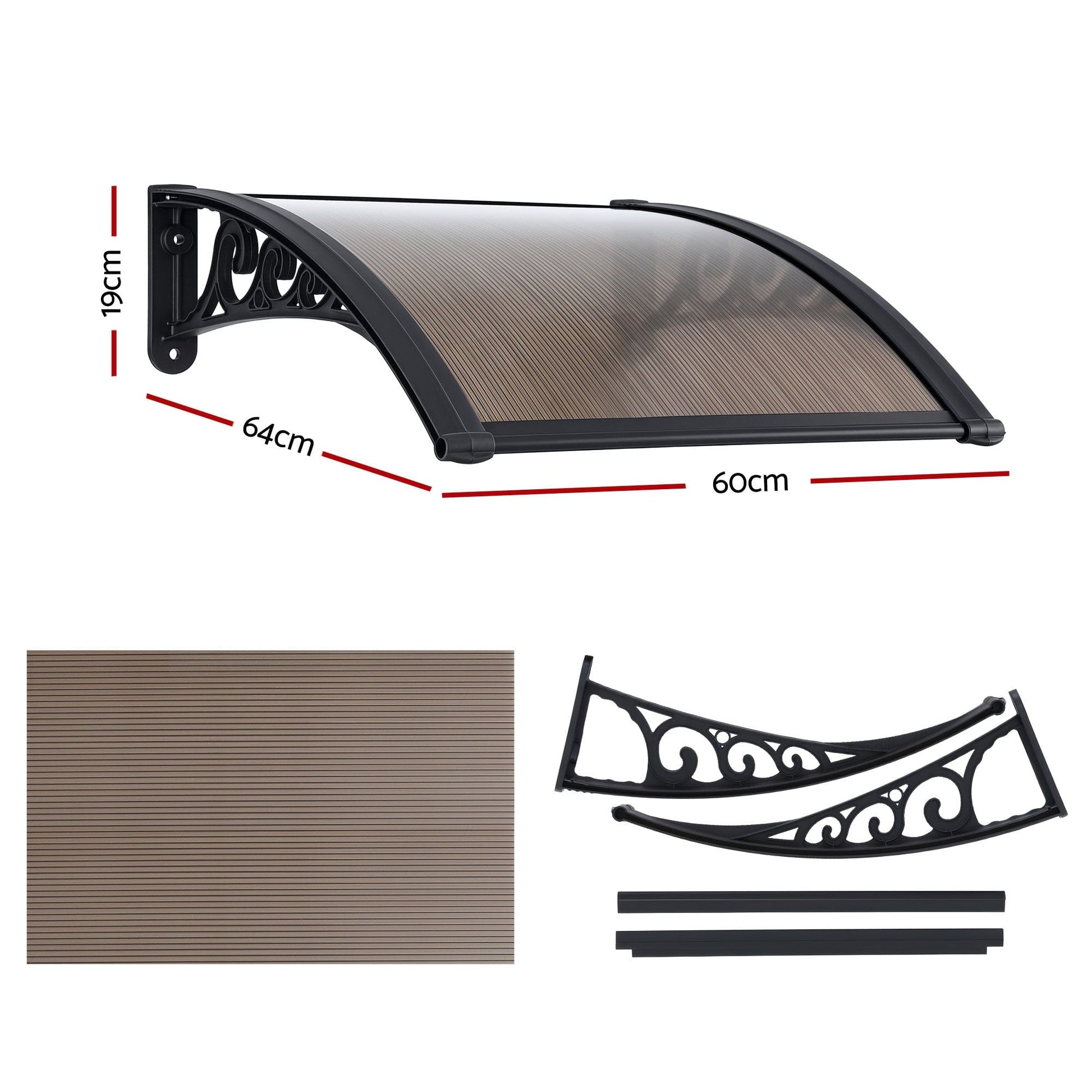 Instahut Home & Garden > Shading > Awnings Instahut Window Awning Drainage 0.6mx0.6m Outdoor Brown