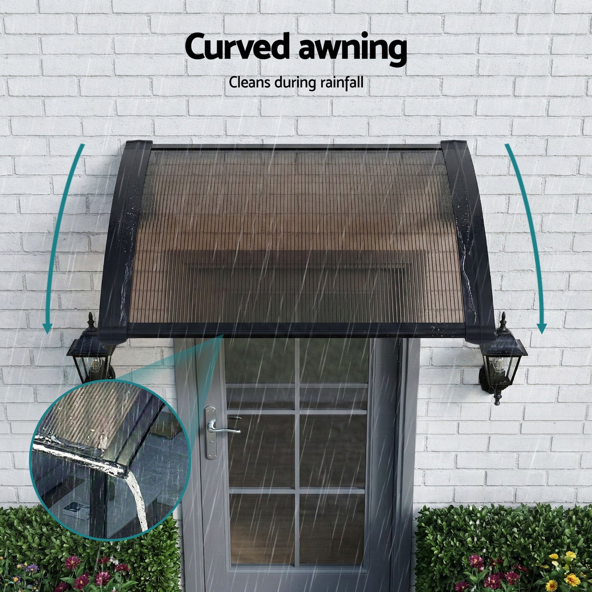 Instahut Home & Garden > Shading > Awnings Instahut Window Awning Drainage 0.6mx0.6m Outdoor Brown