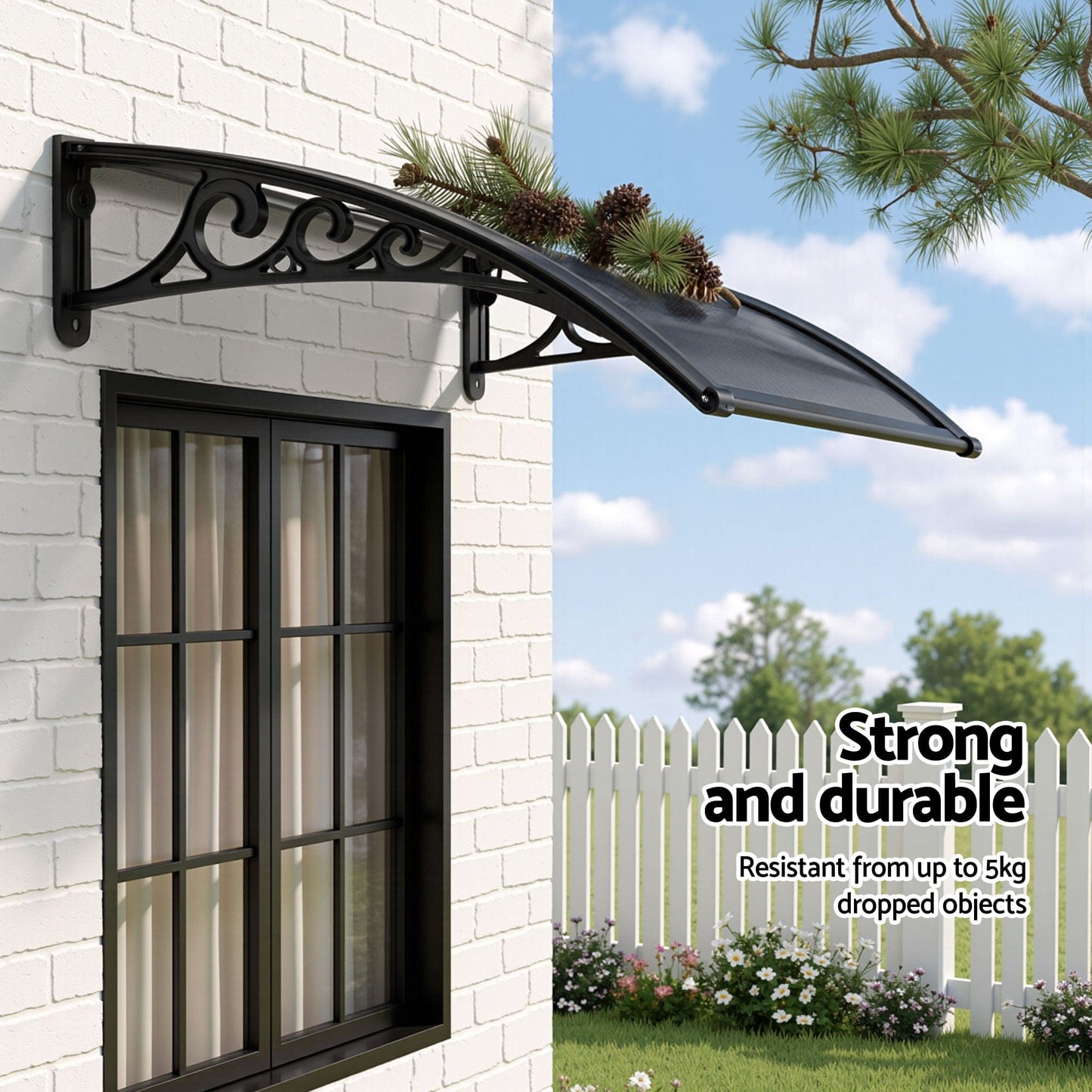 Instahut Home & Garden > Shading > Awnings Instahut Window Awning Drainage 0.6mx0.6m Outdoor Grey
