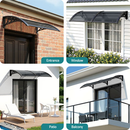 Instahut Home & Garden > Shading > Awnings Instahut Window Awning Drainage 0.6mx0.6m Outdoor Grey