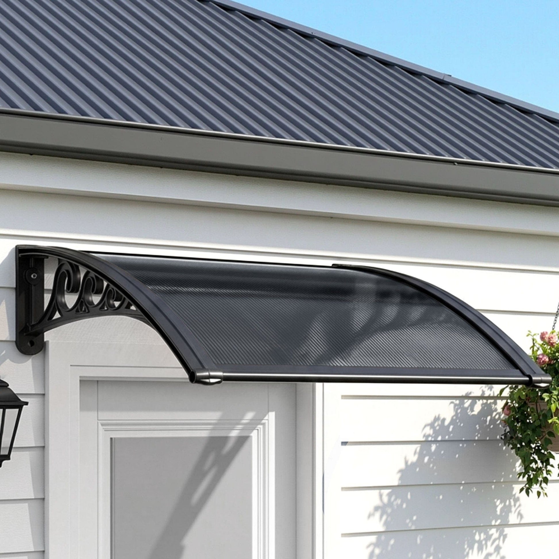 Instahut Home & Garden > Shading > Awnings Instahut Window Awning Drainage 0.6mx0.6m Outdoor Grey