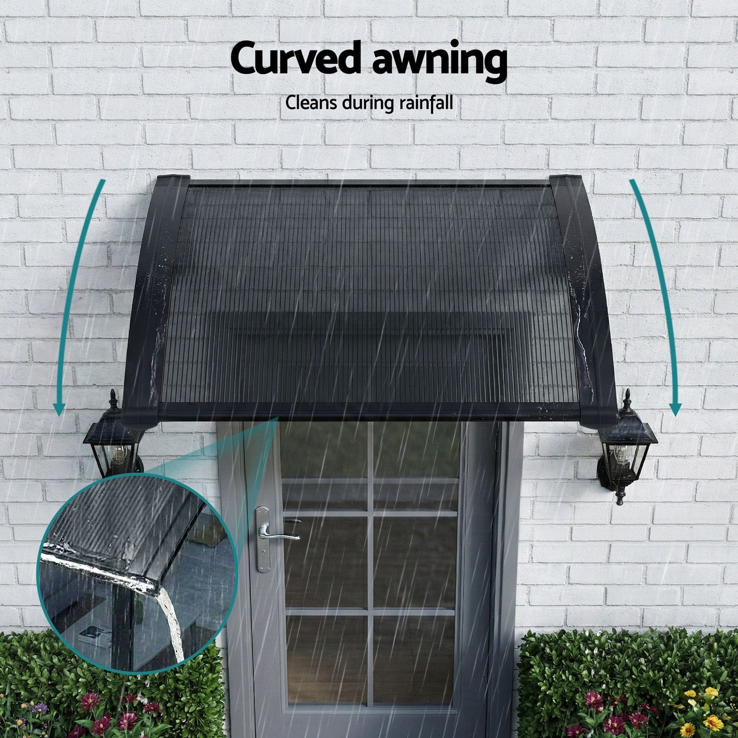 Instahut Home & Garden > Shading > Awnings Instahut Window Awning Drainage 0.6mx0.6m Outdoor Grey
