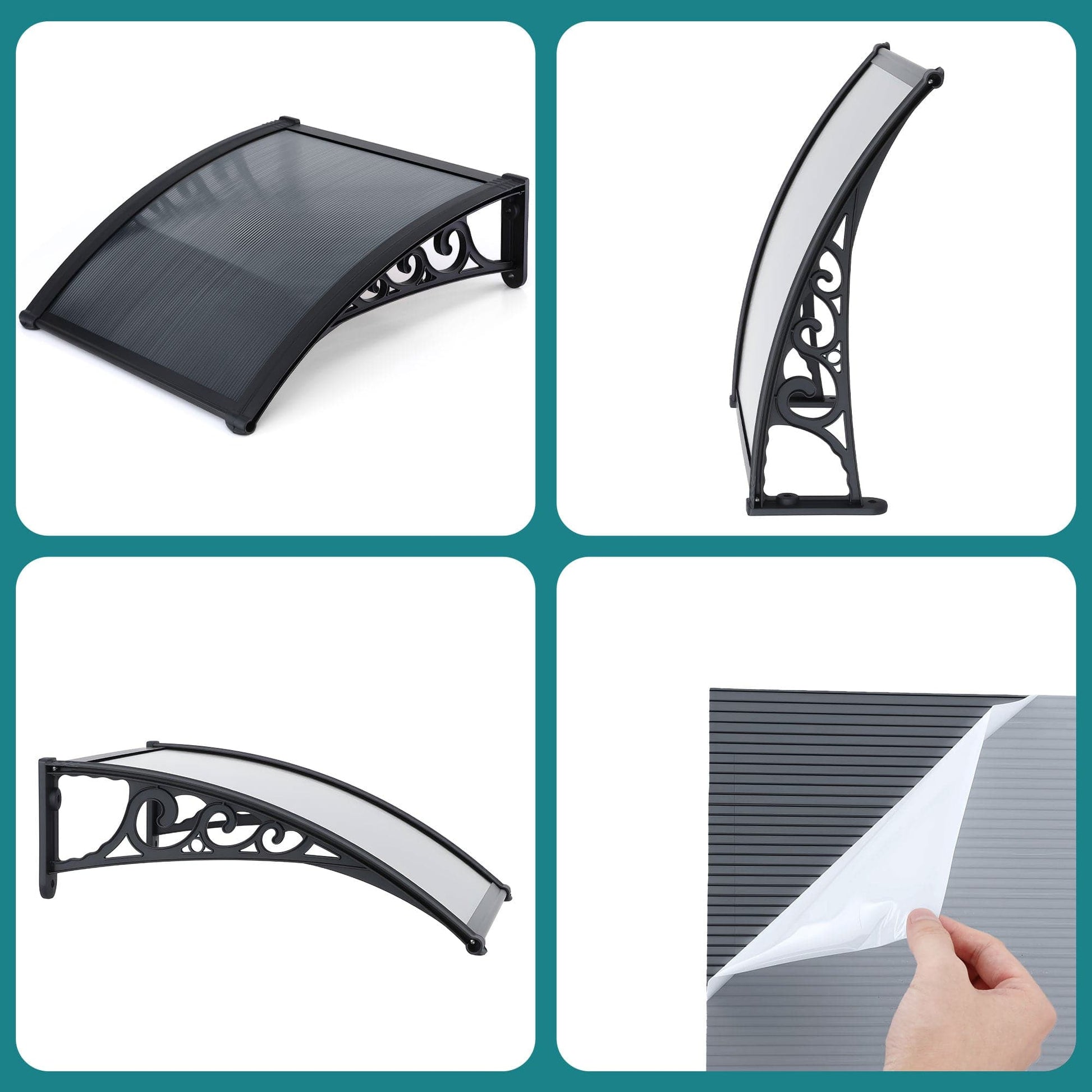 Instahut Home & Garden > Shading > Awnings Instahut Window Awning Drainage 0.6mx0.6m Outdoor Grey
