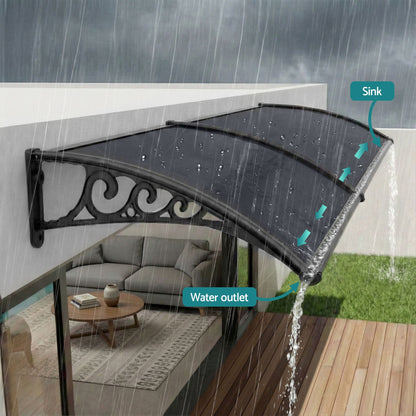 Instahut Home & Garden > Shading > Awnings Instahut Window Awning Drainage 0.6mx0.6m Outdoor Grey