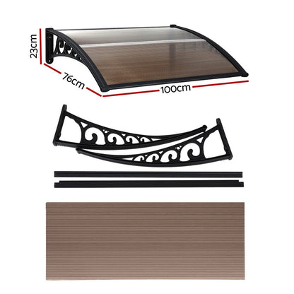 Instahut Home & Garden > Shading > Awnings Instahut Window Door Awning 0.8mx1m Brown