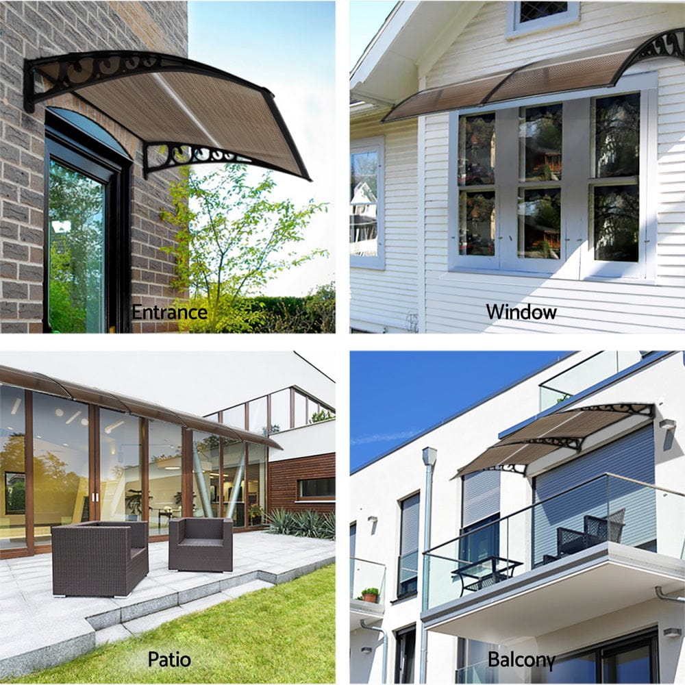 Instahut Home & Garden > Shading > Awnings Instahut Window Door Awning 0.8mx1m Brown