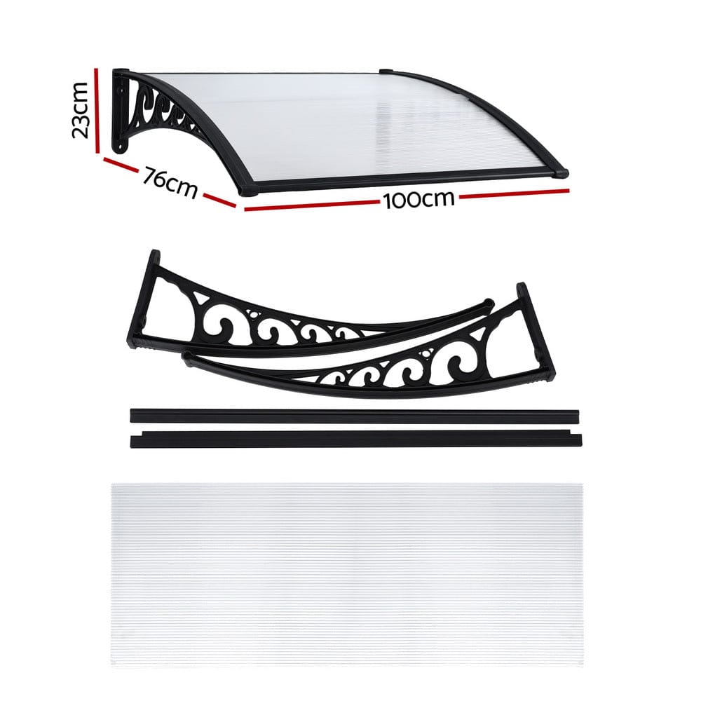 Instahut Home & Garden > Shading > Awnings Instahut Window Door Awning 0.8mx1m Transparent