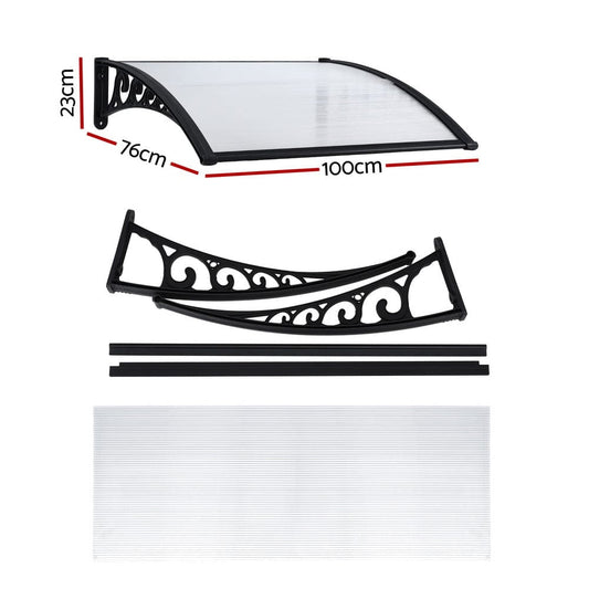 Instahut Home & Garden > Shading > Awnings Instahut Window Door Awning 0.8mx1m Transparent
