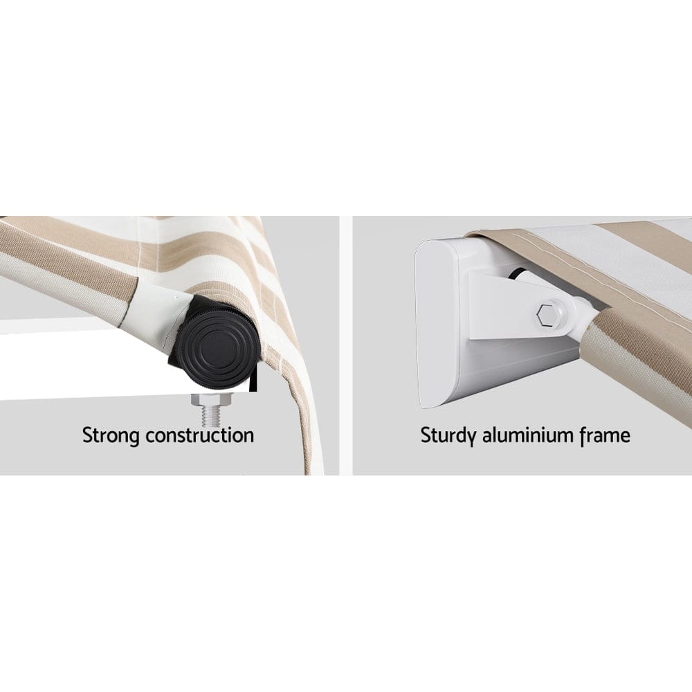 Instahut Home & Garden > Shading > Awnings Instahut Window Door Awning 1mx1m Beige White Polyester Fabric Aluminum Frame