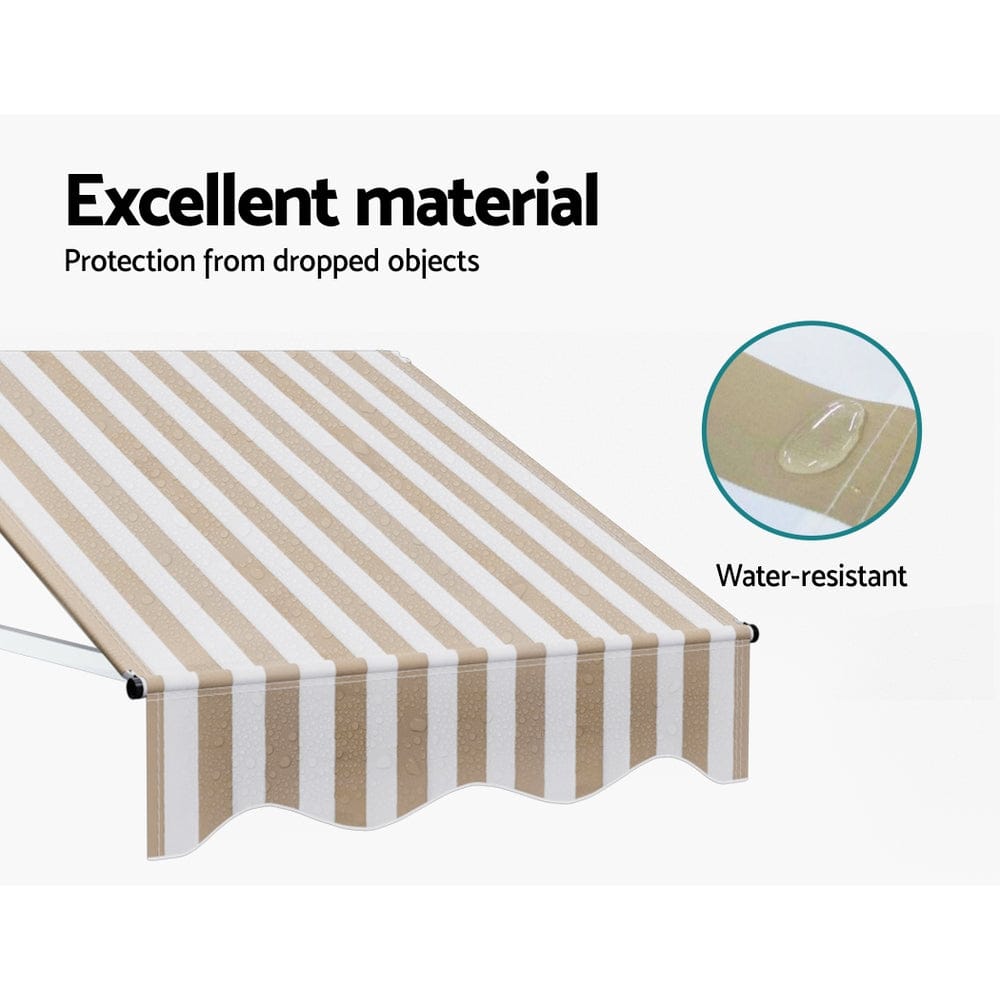 Instahut Home & Garden > Shading > Awnings Instahut Window Door Awning 1mx1m Beige White Polyester Fabric Aluminum Frame