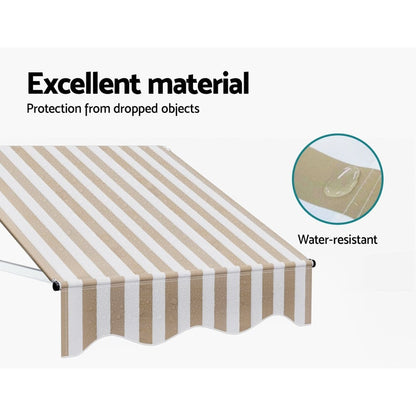 Instahut Home & Garden > Shading > Awnings Instahut Window Door Awning 1mx1m Beige White Polyester Fabric Aluminum Frame