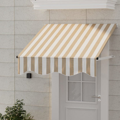 Instahut Home & Garden > Shading > Awnings Instahut Window Door Awning 1mx1m Beige White Polyester Fabric Aluminum Frame