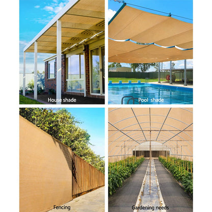 Instahut Home & Garden > Shading > Umbrellas & Sunshades Instahut 50% Shade Cloth 1.83x10m Shadecloth Sail Hevy Duty Beige