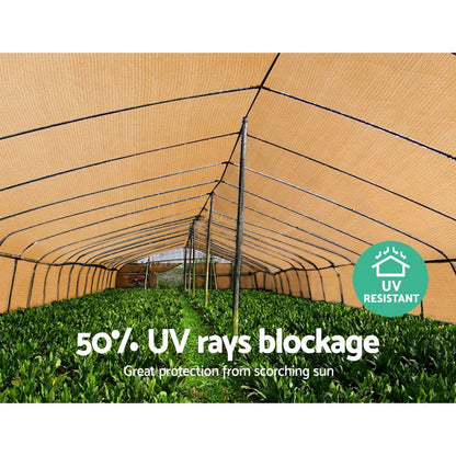 Instahut Home & Garden > Shading > Umbrellas & Sunshades Instahut 50% Shade Cloth 1.83x10m Shadecloth Sail Hevy Duty Beige