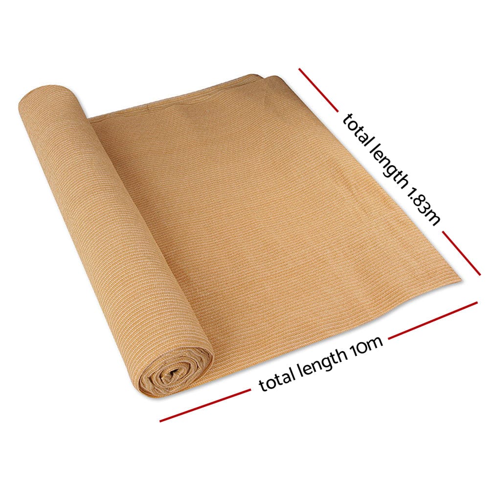 Instahut Home & Garden > Shading > Umbrellas & Sunshades Instahut 50% Shade Cloth 1.83x10m Shadecloth Sail Hevy Duty Beige