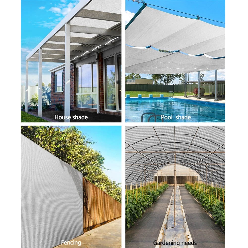 Instahut Home & Garden > Shading > Umbrellas & Sunshades Instahut 50% Shade Cloth 1.83x10m Shadecloth Wide Heavy Duty White