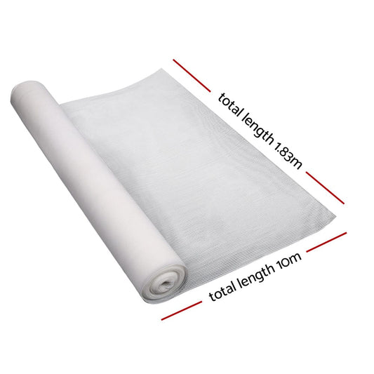 Instahut Home & Garden > Shading > Umbrellas & Sunshades Instahut 50% Shade Cloth 1.83x10m Shadecloth Wide Heavy Duty White