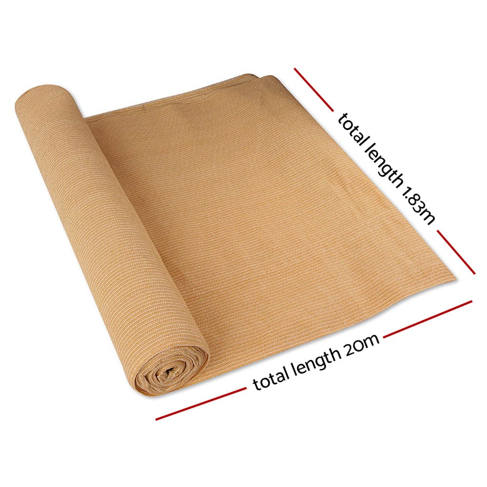 Instahut Home & Garden > Shading > Umbrellas & Sunshades Instahut 50% Shade Cloth 1.83x20m Shadecloth Sail Heavy Duty Beige