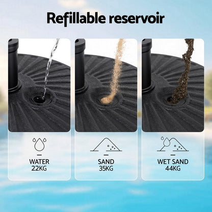 Instahut Home & Garden > Shading > Umbrellas & Sunshades Instahut Outdoor Umbrella Base Weight Round Plastic Pole Holder 30-48mm Beach