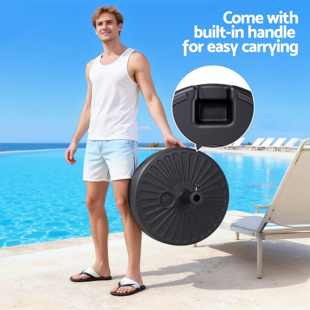 Instahut Home & Garden > Shading > Umbrellas & Sunshades Instahut Outdoor Umbrella Base Weight Round Plastic Pole Holder 30-48mm Beach