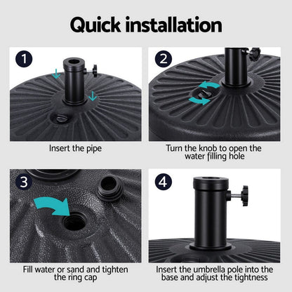Instahut Home & Garden > Shading > Umbrellas & Sunshades Instahut Outdoor Umbrella Base Weight Round Plastic Pole Holder 30-48mm Beach