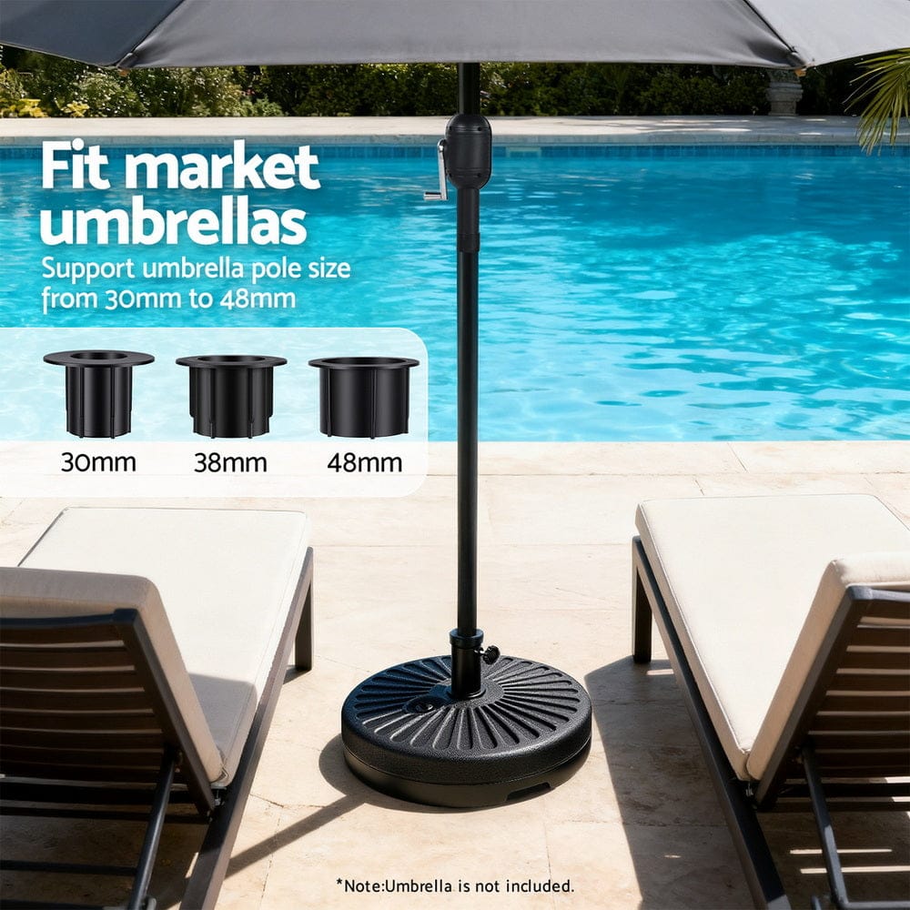 Instahut Home & Garden > Shading > Umbrellas & Sunshades Instahut Outdoor Umbrella Base Weight Round Plastic Pole Holder 30-48mm Beach