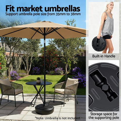 Instahut Home & Garden > Shading > Umbrellas & Sunshades Instahut Outdoor Umbrella Base Weight Round Plastic Pole Holder 35-38mm Beach