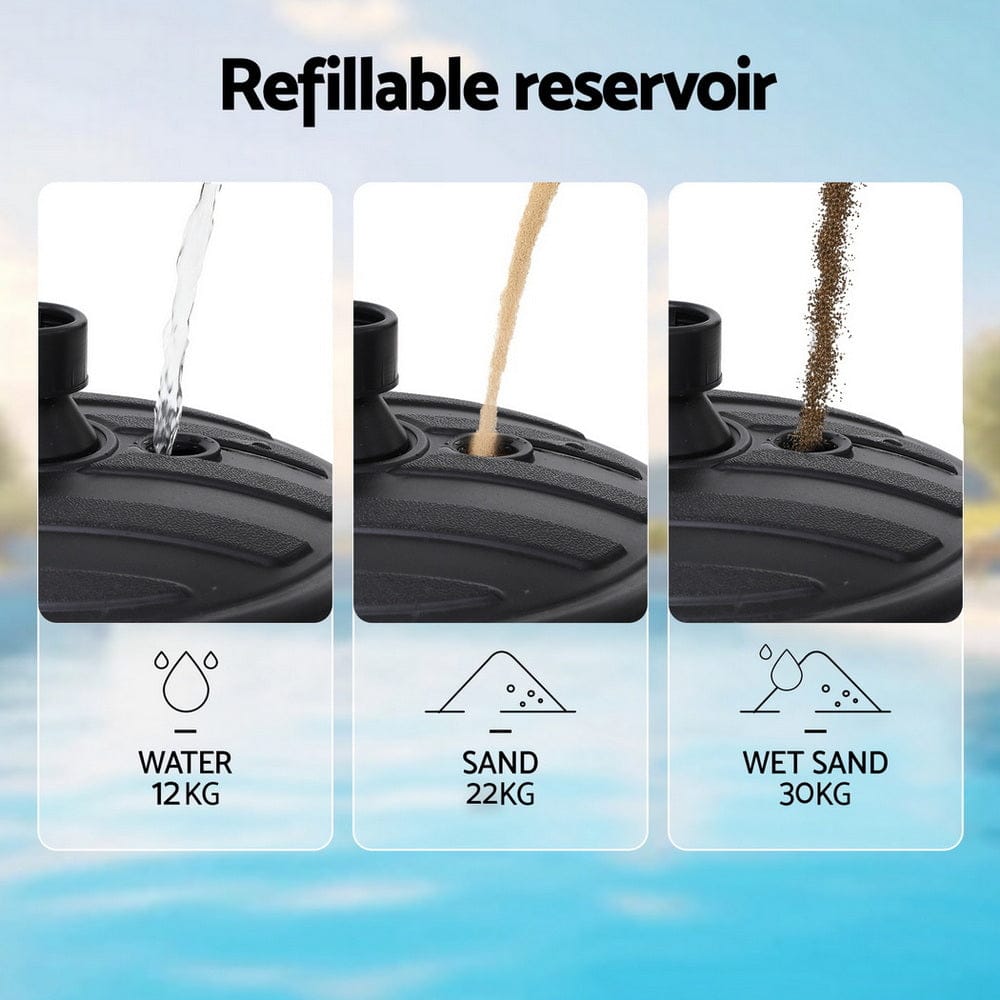 Instahut Home & Garden > Shading > Umbrellas & Sunshades Instahut Outdoor Umbrella Base Weight Round Plastic Pole Holder 35-38mm Beach