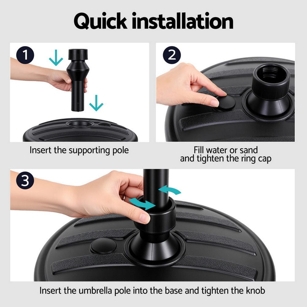 Instahut Home & Garden > Shading > Umbrellas & Sunshades Instahut Outdoor Umbrella Base Weight Round Plastic Pole Holder 35-38mm Beach