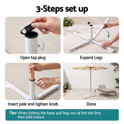 Instahut Home & Garden > Shading > Umbrellas & Sunshades Instahut Outdoor Umbrellas Base Steel Umbrella Holder 25 to 35mm White