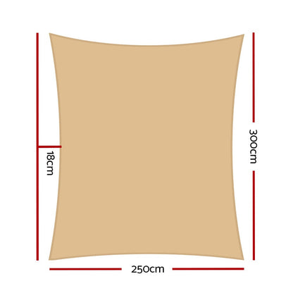 Instahut Home & Garden > Shading > Umbrellas & Sunshades Instahut Shade Sail 2.5x3m Rectangle 280GSM 98% Sand Shade Cloth