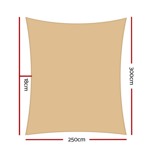 Instahut Home & Garden > Shading > Umbrellas & Sunshades Instahut Shade Sail 2.5x3m Rectangle 280GSM 98% Sand Shade Cloth