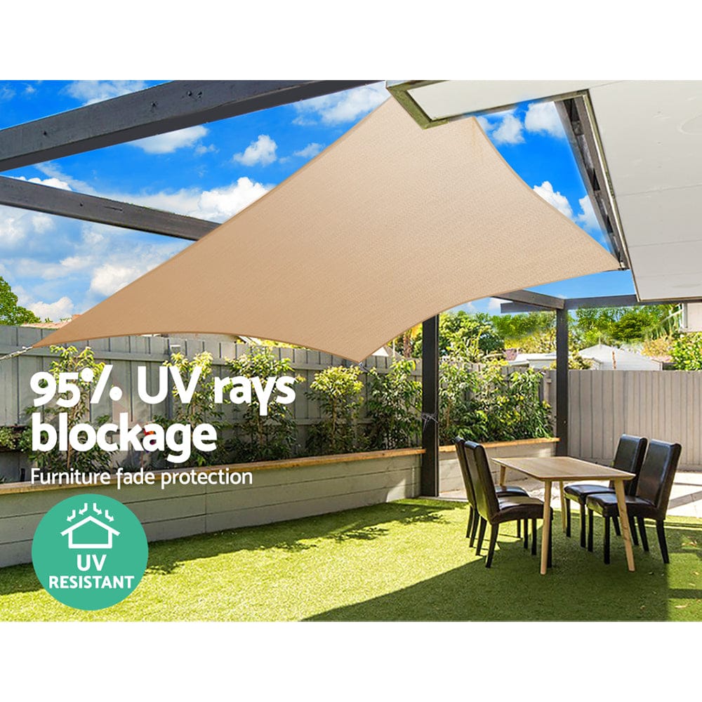 Instahut Home & Garden > Shading > Umbrellas & Sunshades Instahut Shade Sail 2x4m Rectangle 185GSM 95% Sand Shade Cloth