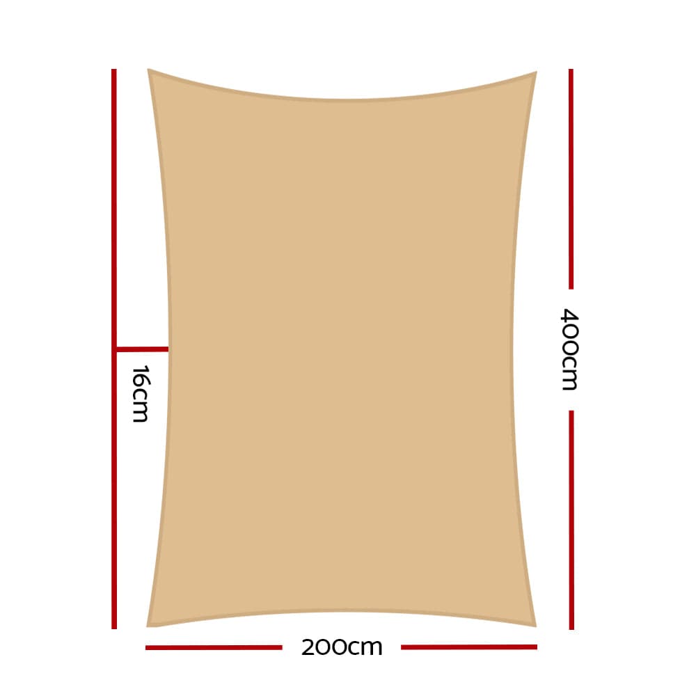 Instahut Home & Garden > Shading > Umbrellas & Sunshades Instahut Shade Sail 2x4m Rectangle 185GSM 95% Sand Shade Cloth