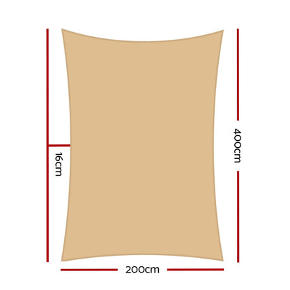 Instahut Home & Garden > Shading > Umbrellas & Sunshades Instahut Shade Sail 2x4m Rectangle 185GSM 95% Sand Shade Cloth