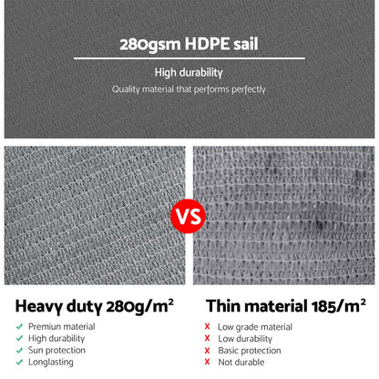 Instahut Home & Garden > Shading > Umbrellas & Sunshades Instahut Shade Sail 3x3m Square 280GSM 98% Grey Shade Cloth