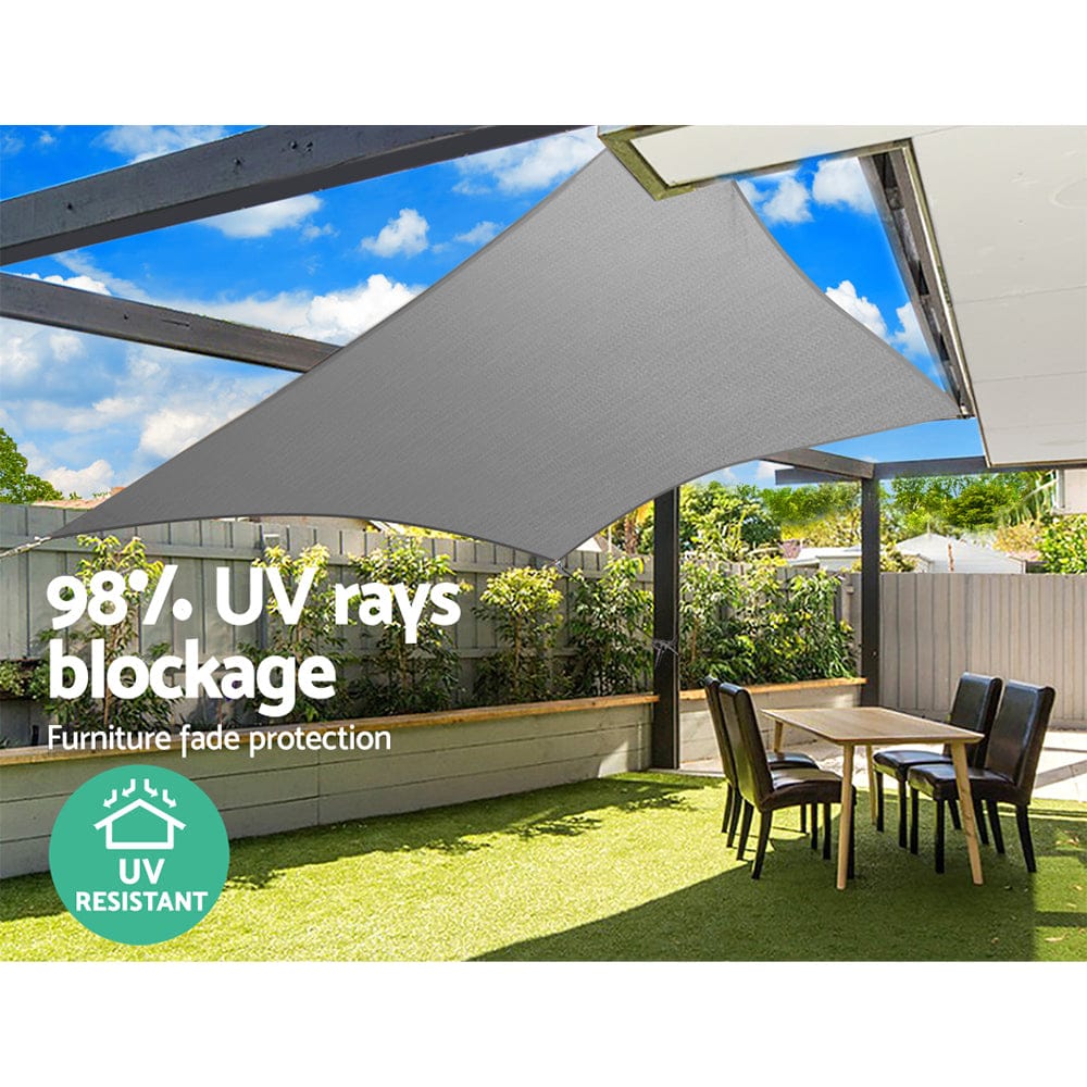 Instahut Home & Garden > Shading > Umbrellas & Sunshades Instahut Shade Sail 3x3m Square 280GSM 98% Grey Shade Cloth