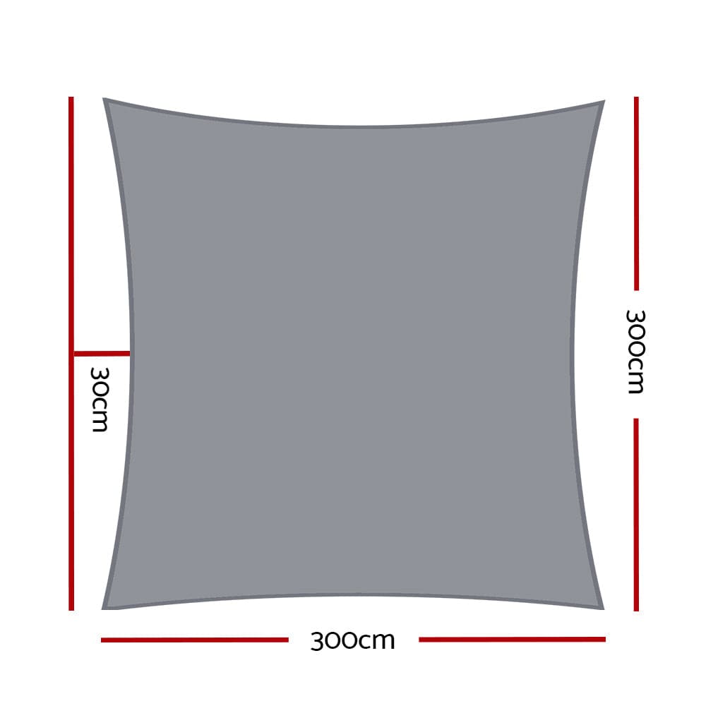 Instahut Home & Garden > Shading > Umbrellas & Sunshades Instahut Shade Sail 3x3m Square 280GSM 98% Grey Shade Cloth