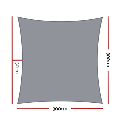 Instahut Home & Garden > Shading > Umbrellas & Sunshades Instahut Shade Sail 3x3m Square 280GSM 98% Grey Shade Cloth