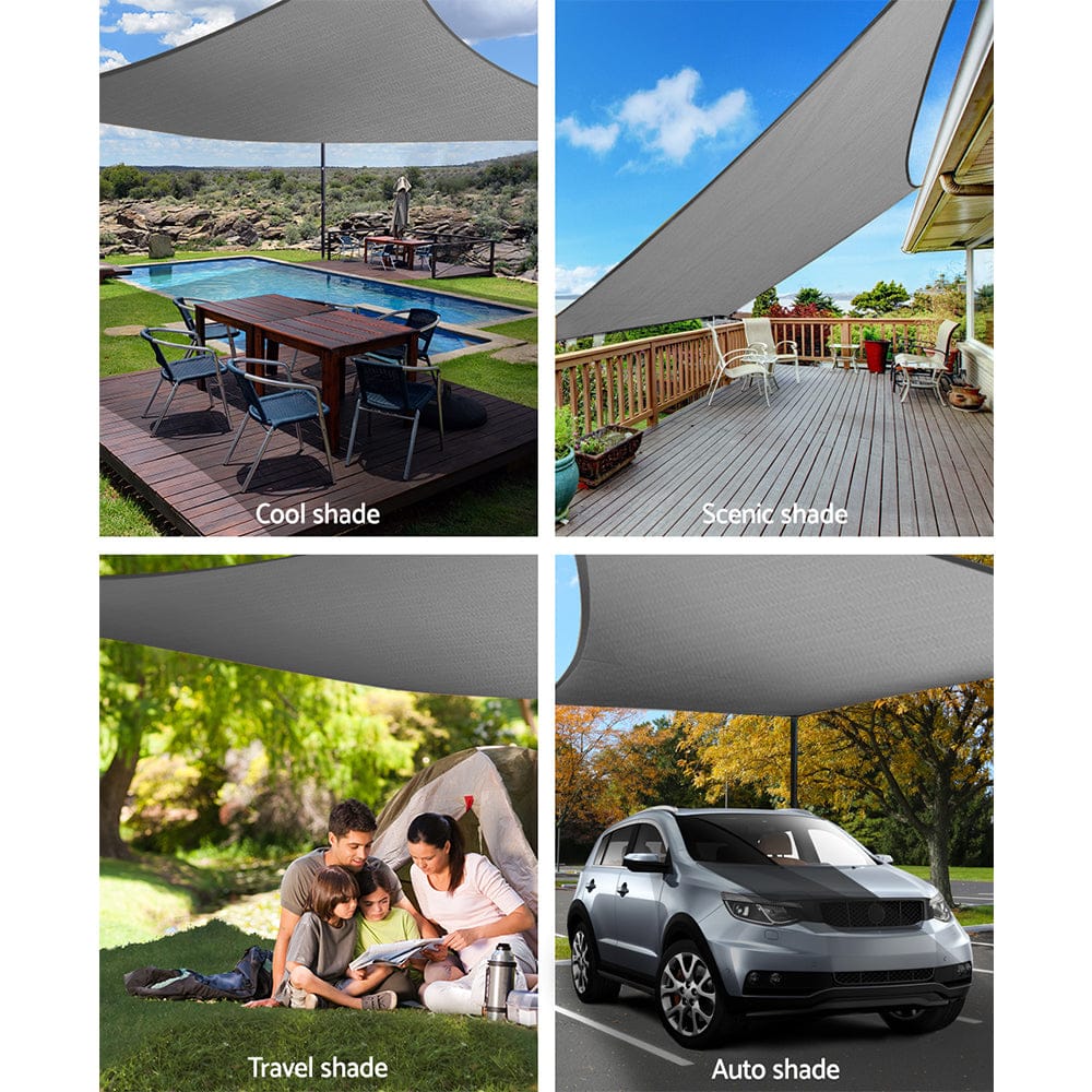 Instahut Home & Garden > Shading > Umbrellas & Sunshades Instahut Shade Sail 3x3m Square 280GSM 98% Grey Shade Cloth
